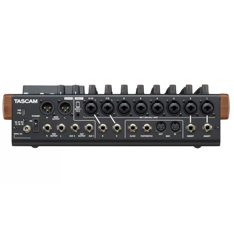 Mixer Tascam Model 12 — 12‑channel analog/digital mixer, 24‑bit, 48 kHz, USB‑C, SD card, Bluetooth 5.0
