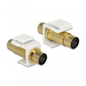 Keystone module DELOCK 86338 — Mini-DIN 4 to Mini-DIN 4, white, 22×40×15 mm