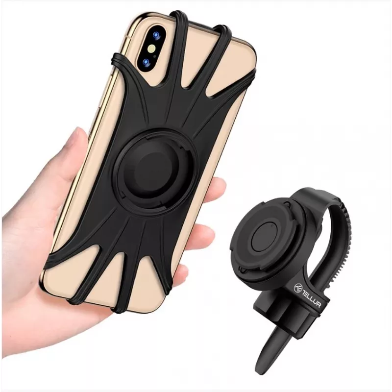 Bike phone holder Tellur BPH100 Black — handlebar mount for smartphones, adjustable grip