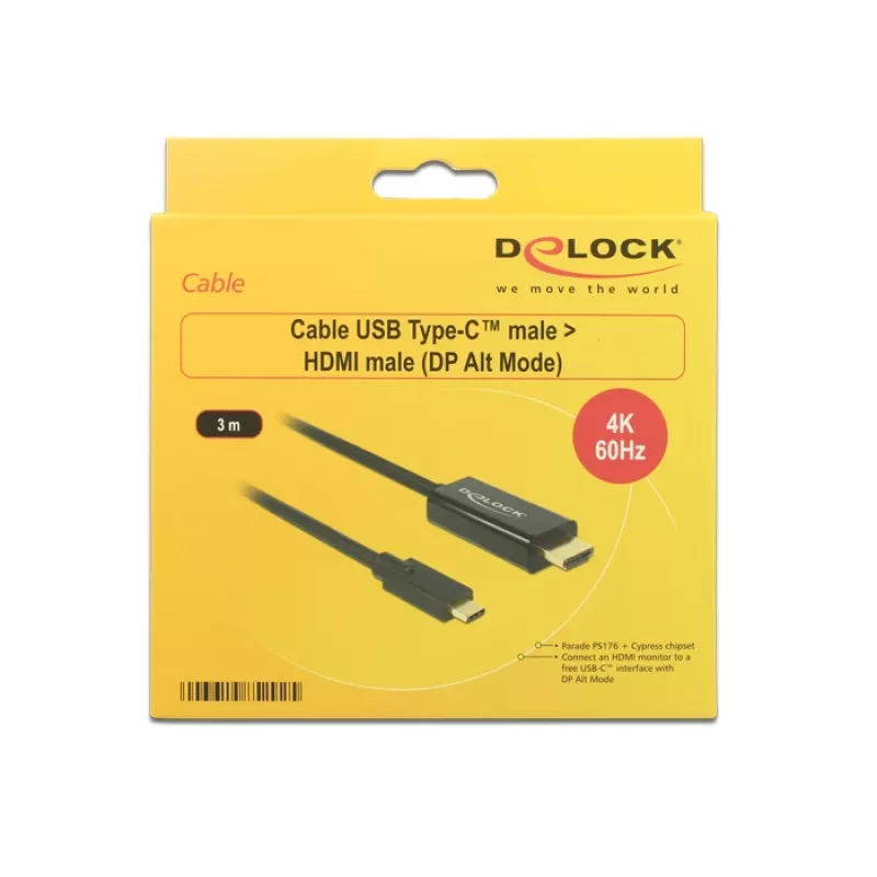 Video cable adapter DeLOCK 85292 USB Type-C to HDMI 3m Black