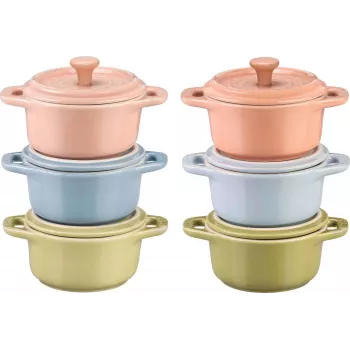 Set 6x Mini Cocotte round 10 cm, multicolor