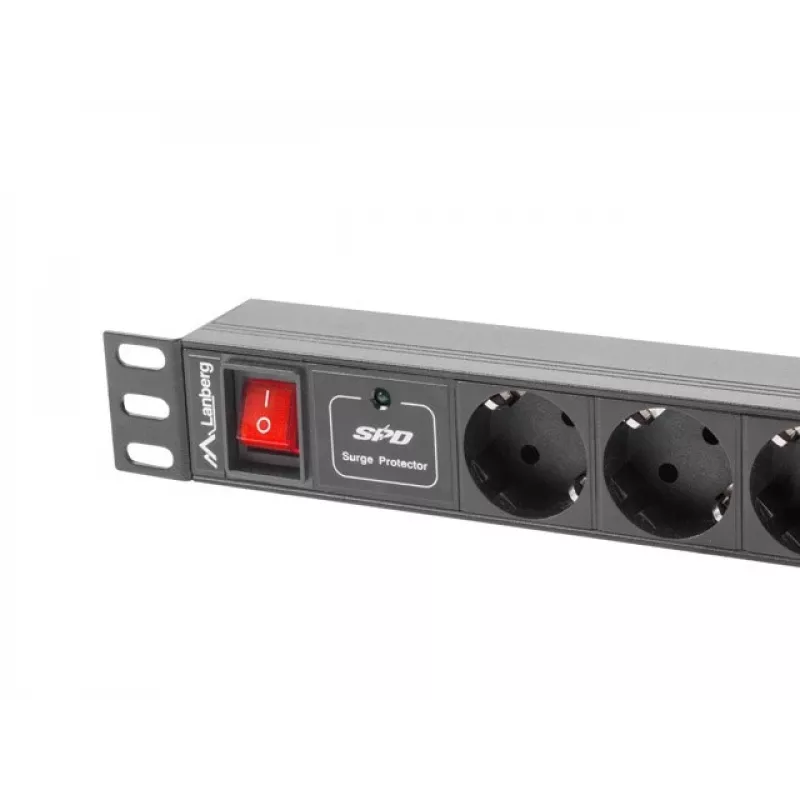 Lanberg | Power Distribution unit (PDU) 19 inch 1U 10A 2M 7X Schuko Outlets | PDU-07F-0200-IEC-BK