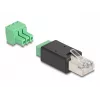 DeLOCK 66607 cable gender changer RJ45 3 pin terminal block Black Green