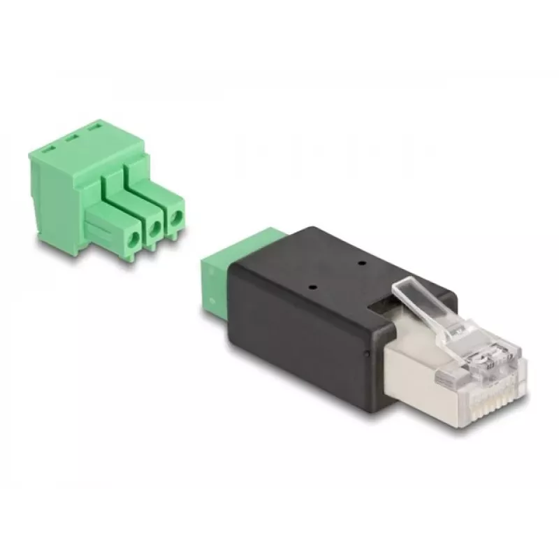DeLOCK 66607 cable gender changer RJ45 3 pin terminal block Black Green