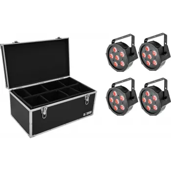 LED spot set EUROLITE SLS-6 TCL 4x with case TDV-1, 4‑unit kit, RGBW wash lights