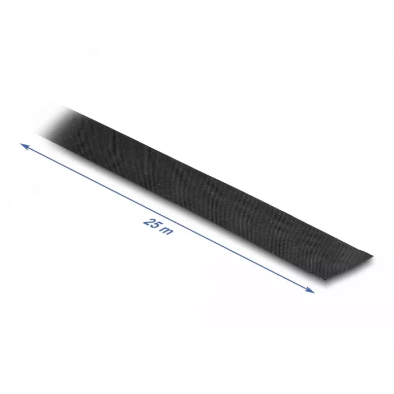DeLOCK Cloth Tape 25 m x 25 mm tearable self-adhesive black