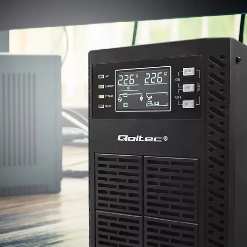 Qoltec 52281 uninterruptible power supply (UPS) Double-conversion (Online) 2 kVA 2000 W 3 AC outlet(s)