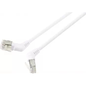 Renkforce RF-6071564 RJ45 Network Cable, Patch Cable CAT 6a F/UTP 0.50 m White Plug Contacts 360° Rotatable, Angled Cable Exit 1 pc(s) (RF-6071564)