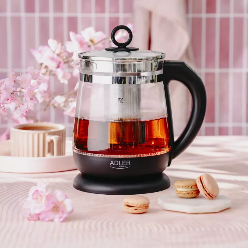 Adler Kettle | AD 1299 | Electric | 2200 W | 1.5 L | Glass | 360° rotational base | Black