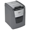 Paper shredder REXEL Optimum AutoFeed+ 100X — 100-sheet auto feed, 4 x 28 mm cross-cut, 34 L bin, aluminium