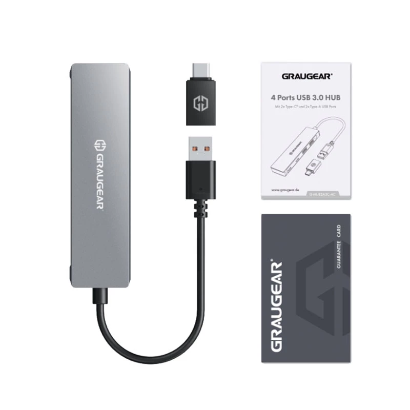 GRAUGEAR G-HUB2A2C-AC interface hub USB 3.2 Gen 1 (3.1 Gen 1) Type-A + Type-C 5000 Mbit/s Silver