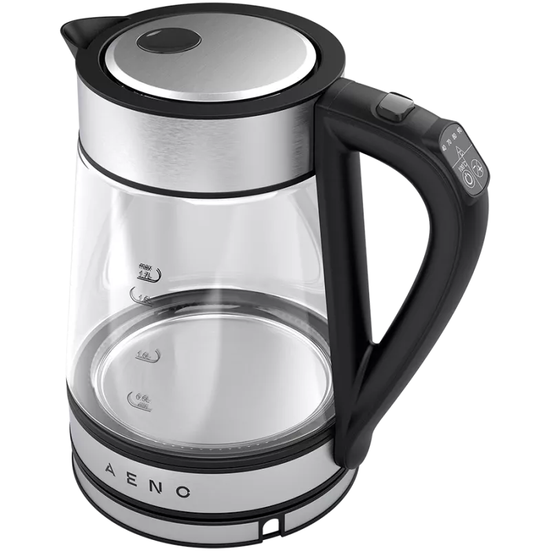 AENO EK1S electric kettle 1.7 L 2200 W Black, Silver, Transparent