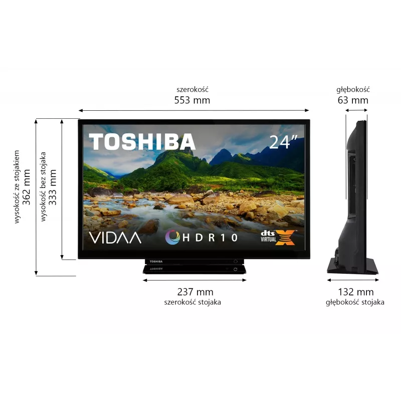 Television Toshiba 24WV3F63DG 24 inch LED Display HD Resolution