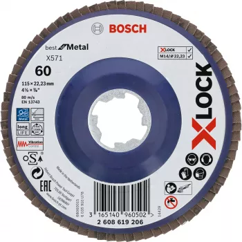 Sanding disc Bosch 115 mm, grit 60, for angle grinders — model 2608619206