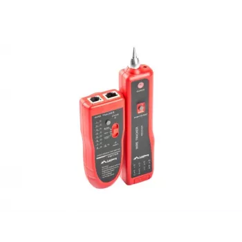 LANBERG network cable tester NT-0501 — RJ-11/RJ-12/RJ-45 support, max length 250 m, built-in battery, LED indicators, black