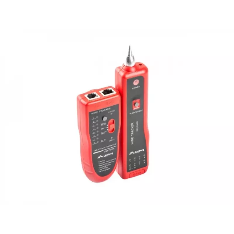 LANBERG network cable tester NT-0501 — RJ-11/RJ-12/RJ-45 support, max length 250 m, built-in battery, LED indicators, black