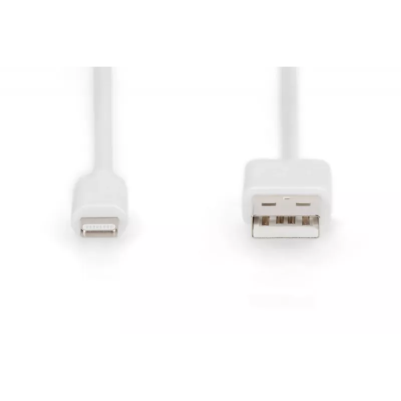 DIGITUS - Lightning-Cable - Lightning (M) to USB (M) - 1,0m - Double Insulation - White - Moulded - for Apple iPad/iPhone/iPod (Lightning) (DB-600106-010-W)