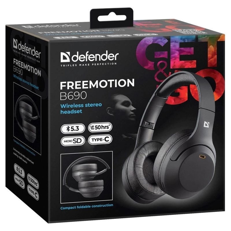 Headphones Defender Bluetooth Freemotion B690 Black