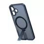 Protective phone case Torras Pstand Spin for iPhone 16 Plus — black, foldable stand, slim protection