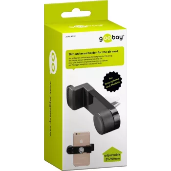 Wentronic Goobay Slim Universal Holder for the air vent, Black - for simple and secure mounting in the vehicle (47139)