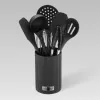 Kitchen utensil set Maestro MR-1542 — 8-piece silicone countertop tools, black, hangable with storage rack