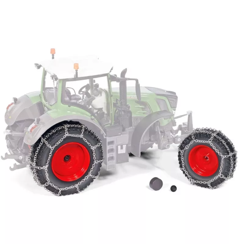 Scale model tractor wheels with chains Wiking Fendt 828 – accessory for model vehicles