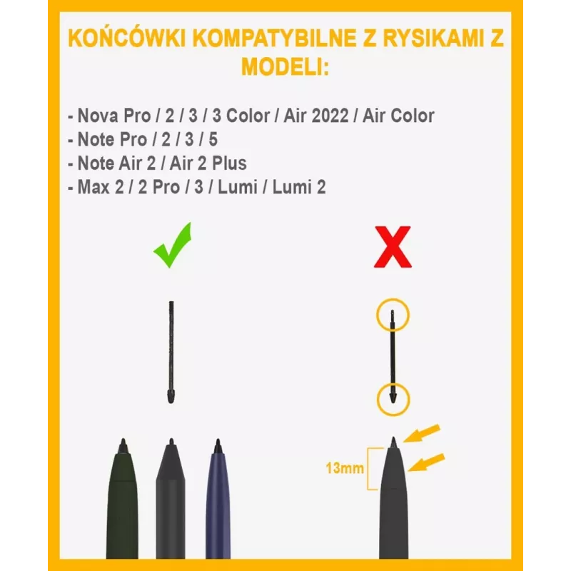 Stylus Tips for Onyx E-Reader Note 3 — Replacement nibs, Black, 5 pieces