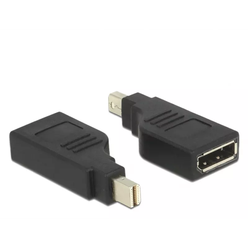 Delock Adapter mini Displayport 1,2 male > Displayport female 4K 90° turned - DisplayPort-Adapter - Mini DisplayPort (M) angled to DisplayPort (W) angled - Black (65626)