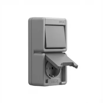 Socket outlet Schuko GIRA 417630, grey, Schuko type, 250 V, 16 A, up to 2 modules