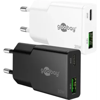Goobay USB-C PD GaN Dual-Fast Charger Slim 20 W White - 1x -Connector Power (75730)