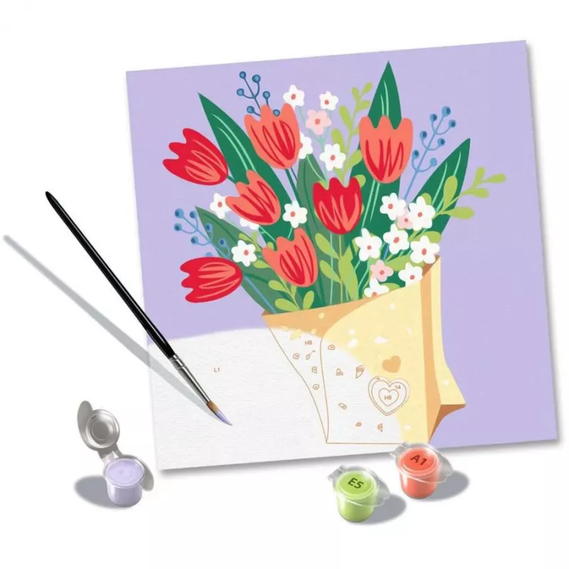 Paint-by-numbers kit Ravensburger CreArt - Tulip bouquet painting, model 25518