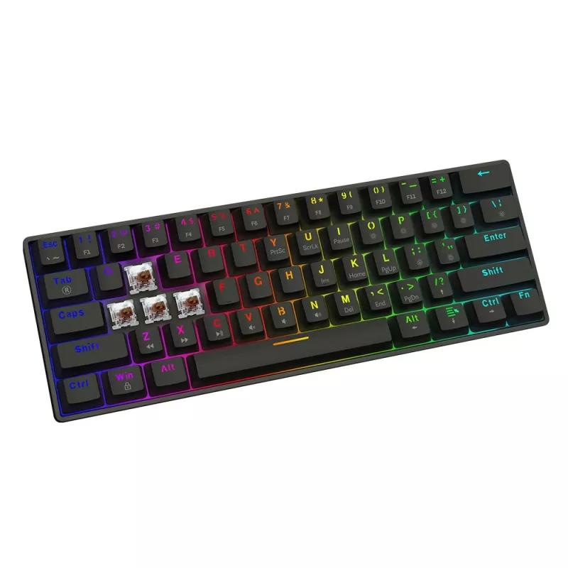 Mechanical Gaming Keyboard SAVIO BLACKOUT X2 BROWN 61-key 60% USB QWERTY RGB Outemu Brown
