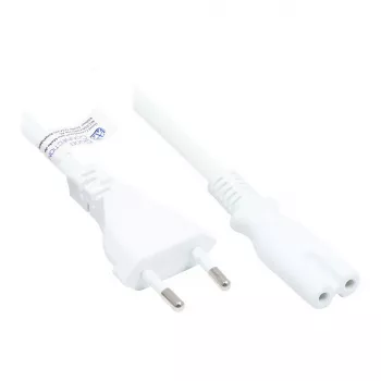 Euro-Netzkabel Euro-Stecker Typ C (gerade) an C7/Euro 8 Buchse (gerade), weiß, 0,75 mm², 3 m, Good Connections® (P0370-W030)