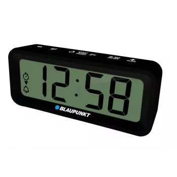 BLAUPUNKT electronic accessory CL04BK — black compact clock with thermometer, wetness indicator, calendar, alarm, snooze, AAA battery
