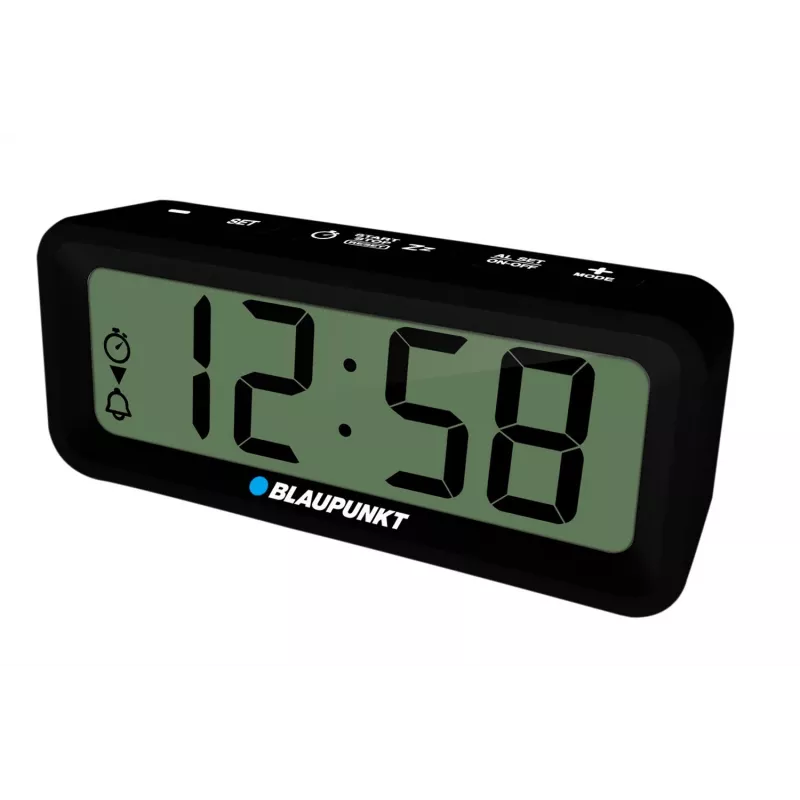 BLAUPUNKT electronic accessory CL04BK — black compact clock with thermometer, wetness indicator, calendar, alarm, snooze, AAA battery
