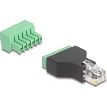 DeLOCK 66590 cable gender changer RJ12 6 pin terminal block Black Green