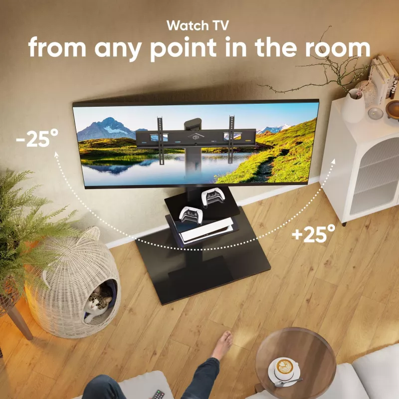 TV floor stand ONKRON TS5550-B for 32–65 inch (81.3–165.1 cm), max load 30 kg, VESA 100x100–600x400, height 880–1080 mm, swivel ±25°