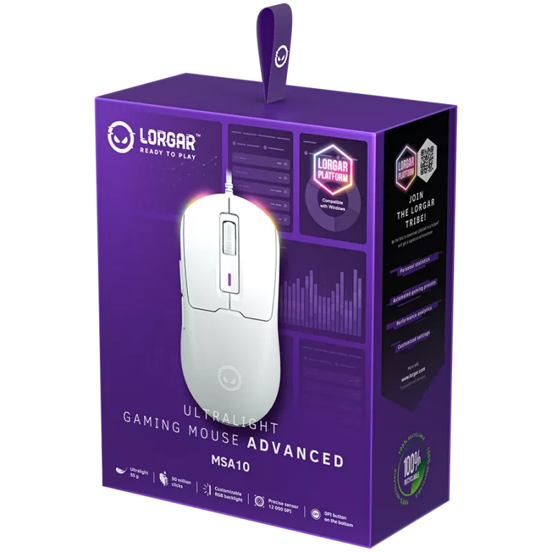 LORGAR MSA10, Ultralight Wired Gaming Mouse Advanced, white