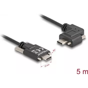 DeLOCK USB 2.0 Cable USB Type-C male to USB Type-C male angled left/right PD 3.0 60W 5m