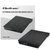 External DVD‑RW drive QOLTEC 51857 — USB 3.0, SATA interface, DVD±R 8x, DVD±RW 4x, DVD‑RAM 5x, CD 24x, black