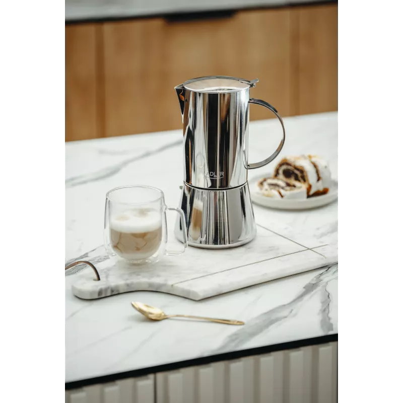 Espresso coffee maker Adler AD 4419 — stainless steel body, compact size