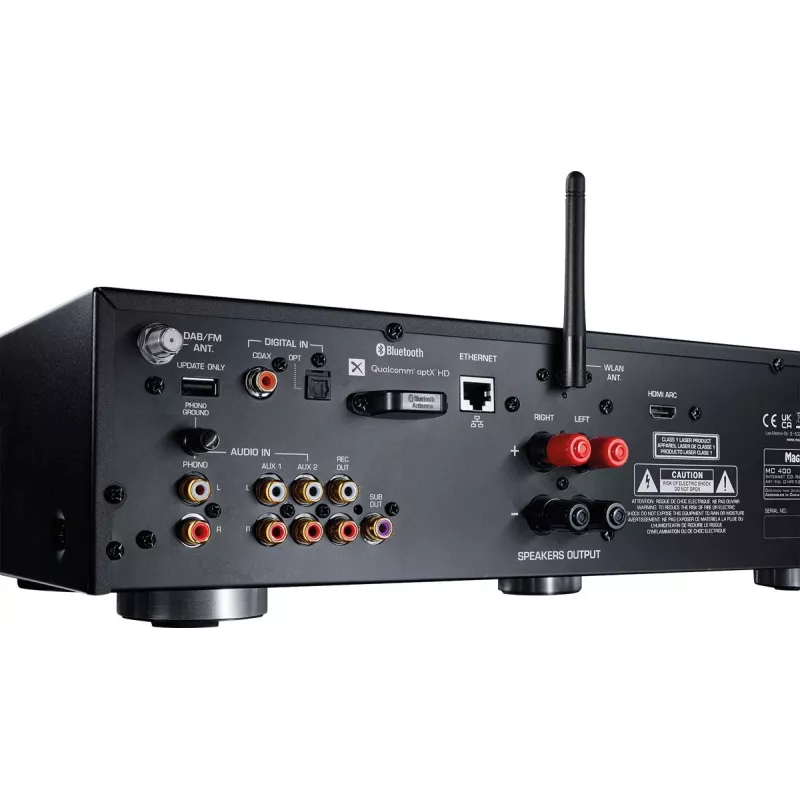Stereo receiver Magnat MC 400 — 2.0 channels, 40 W per channel, CD player, Wi‑Fi, Bluetooth, DAB/FM, Ethernet (black)
