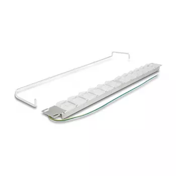 Patch panel 19 inch DELOCK 24-port keystone, tiltable ports, strain relief, 1U metallic