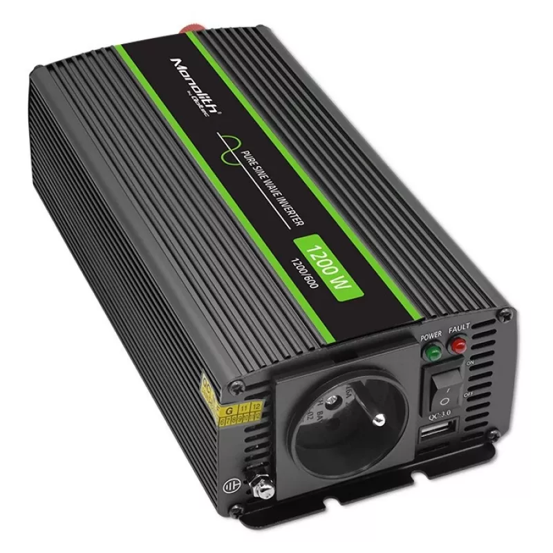 Car inverter Qoltec Monolith 1200 W Black 12 V