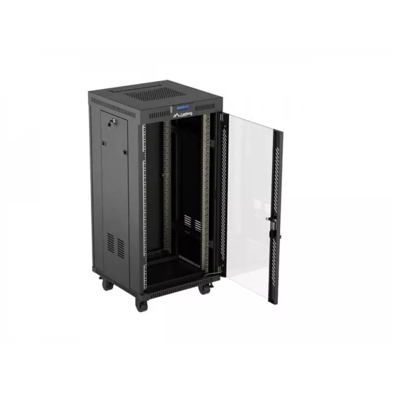 Freestanding rack cabinet LANBERG FF01-6624-12BL 24U 19 inch 600×600 mm, IP20, 1200 kg, black