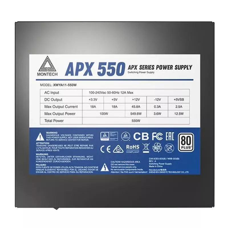 Montech APX550 power supply unit 550 W 20+4 pin ATX ATX Black