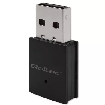 Wireless Mini USB Wi‑Fi Adapter QOLTEC 57007 — Single‑band 2.4 GHz, up to 150 Mbps, internal antenna