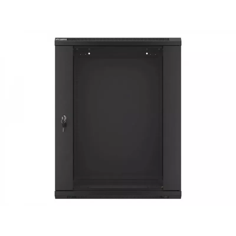 Lanberg WF01-6415-10B Wall-Mounted Rack Cabinet 19 inch 15U 600x450mm Black with Glass Door