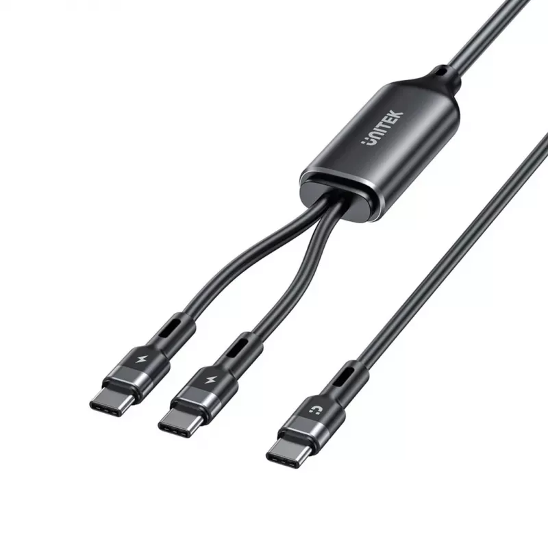 USB-C 2-in-1 Cable Unitek C14146ABK01 1.8 m, USB-C to USB-C, 100 W PD, black