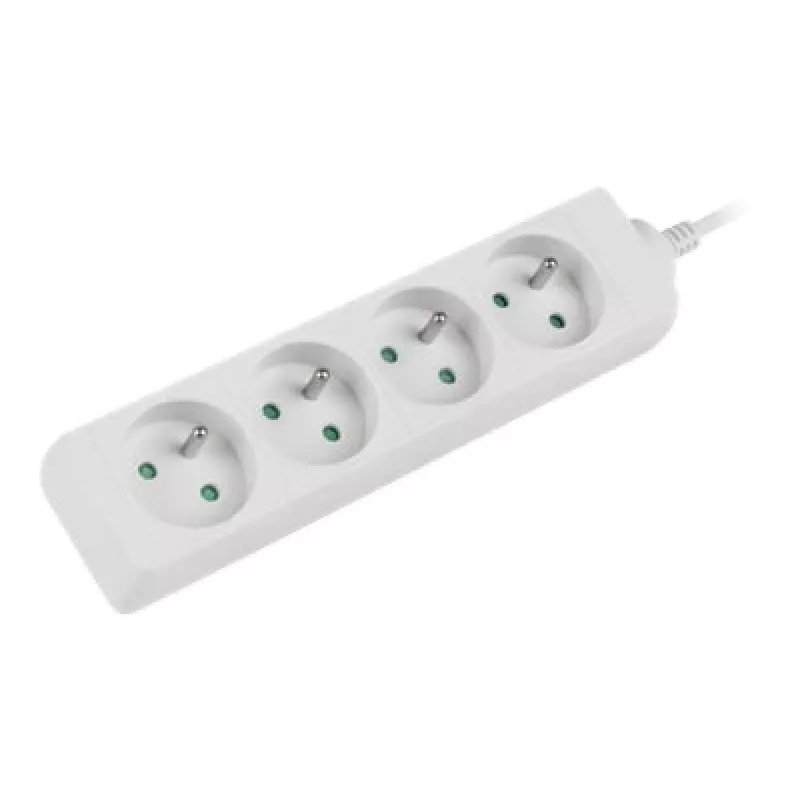 Power strip 1.5m, white, 4 sockets, cable made of solid copper